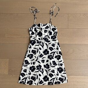 Old Navy Black and White Floral Tie-Strap Mini Dress